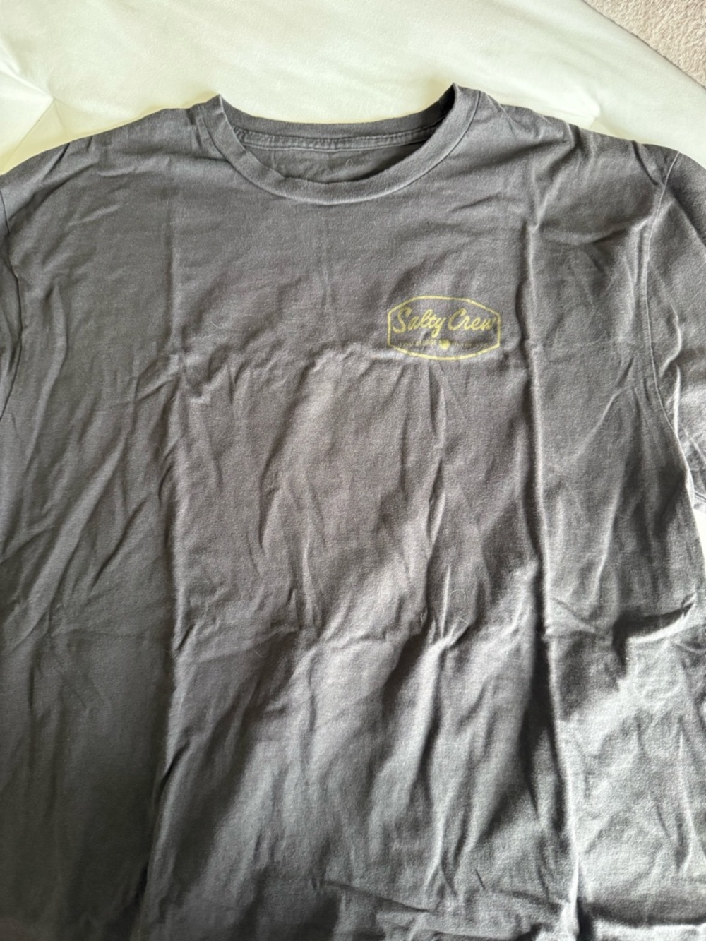 Salty Crew Short Sleeve Logo Tee in Charcoal with Yellow Accent